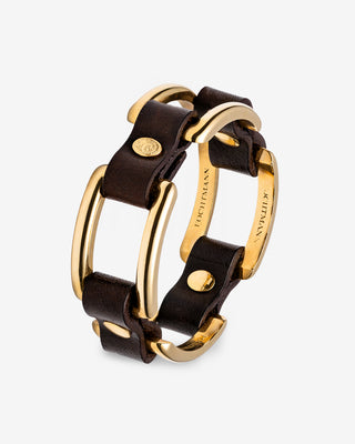 Arena Armband Leder Gelbgold