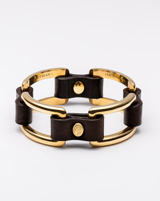 Arena Armband Leder Gelbgold