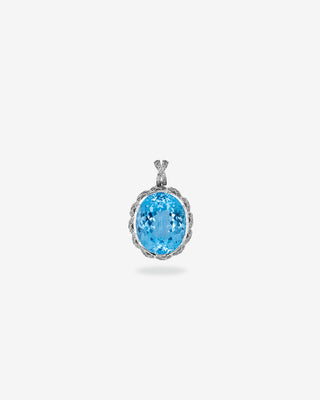 Cocktail Pendant Topaz & Grey Diamonds White Gold
