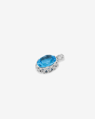 Cocktail Pendant Topaz & Grey Diamonds White Gold