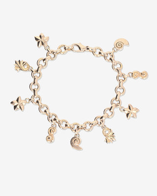 Charm Bracelet Cello Snail Starfish Yellow Gold
