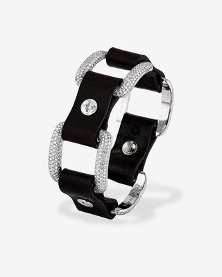 Arena Bracelet Diamonds & Leather White Gold