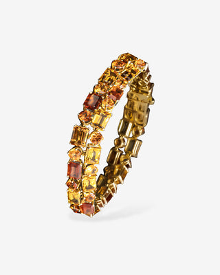 Two-Row Bracelet Mandarin Garnet & Citrine Yellow Gold