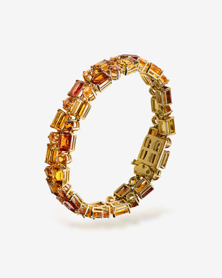 Two-Row Bracelet Mandarin Garnet & Citrine Yellow Gold
