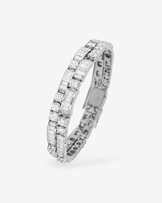 Double Territory Bracelet Diamonds & Baguette Diamonds Platinum
