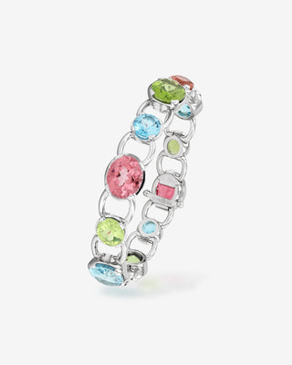Harlequin Bracelet Rubellite Tourmaline Topaz & Peridot White Gold