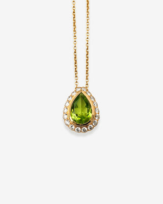 Peridot Pear Pendant Brilliants Yellow Gold
