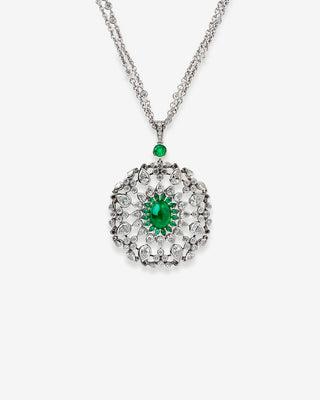 Emerald Pendant Diamonds White Gold