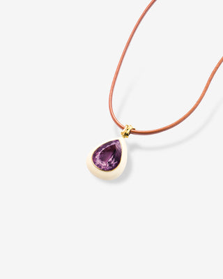 Pendant Mammoth Ivory & Amethyst Yellow Gold