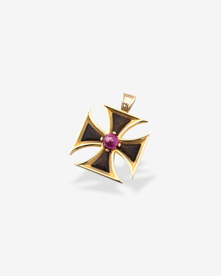 Templar Cross Ruby & Snakewood Yellow Gold