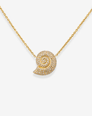 Snail Pendant Medium Diamonds Yellow Gold