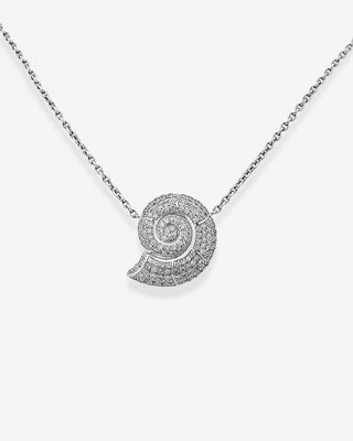 Snail Pendant with Chain Diamonds Yellow Gold