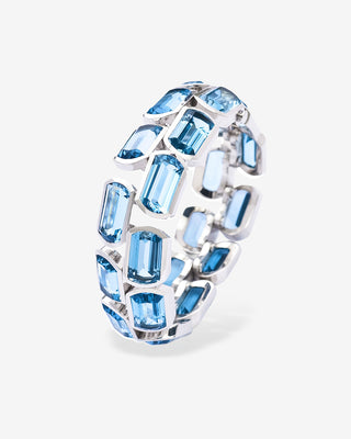 Stone Band Bracelet Blue Topaz White Gold