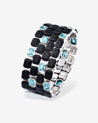 Four-Row Bracelet Zircon & Ebony White Gold