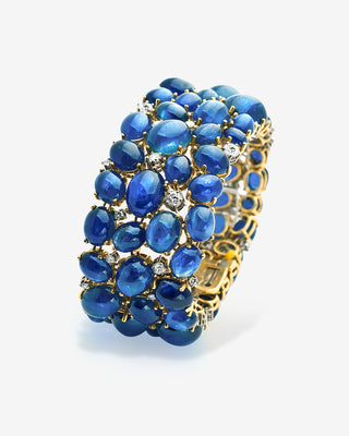 Sapphire Cabochon Bracelet Diamonds Yellow White Gold