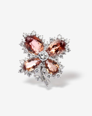 Clover Brooch Imperial Topaz & Diamonds White Gold