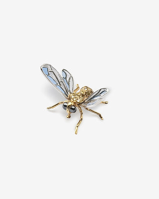 Fly Brooch Yellow Diamonds Window Enamel Yellow White Gold