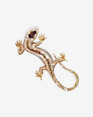 Lizard Brooch Zircon & Diamonds Yellow Gold