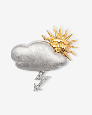 Cloud & Sun Brooch Yellow Gold