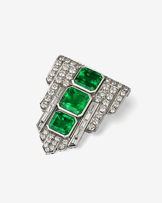 Emerald Brooch Diamonds & Emeralds Yellow Gold