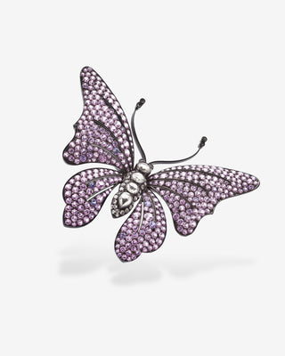 Butterfly Brooch Diamonds Tsavorite & Sapphires Yellow Gold