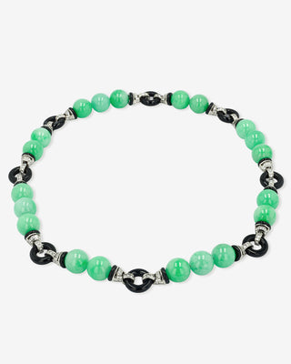 Chinese Jade Necklace Onyx & Diamonds