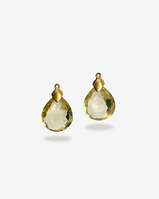 Drop Pendant Green Quartz Briolette Yellow Gold
