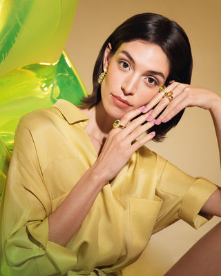 Harlequin Ring Peridot Yellow Gold