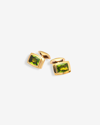 Cufflinks Peridot Buff Tops Yellow Gold