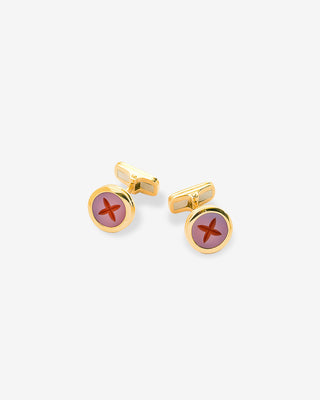 Cufflinks Carnelian Engraved Yellow Gold