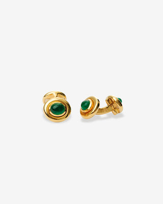 Cufflinks Emerald Cabochons Yellow White Gold