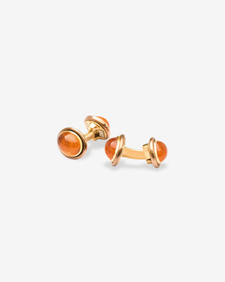 Cufflinks Mandarin Garnets Cabochons Rose Gold & Bronze