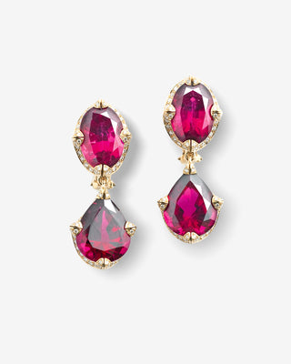 Ear Studs Rubellite Diamonds Yellow Gold