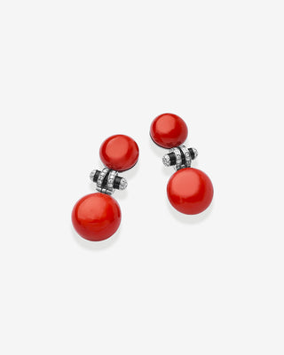 Earrings Coral & Diamonds Yellow Gold