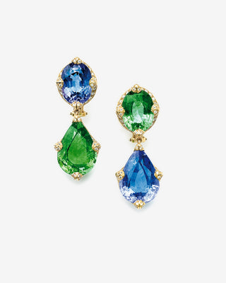 Drop Earrings Tourmaline Diamonds Yellow Gold