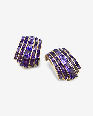 Manhattan Ear Clips Amethyst Five-Row Yellow Gold