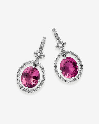 Drop Earrings Pink Tourmaline & Diamonds White Gold