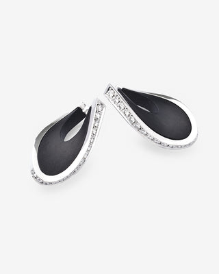 Twisted Hoop Earrings Ebony & Diamonds White Gold