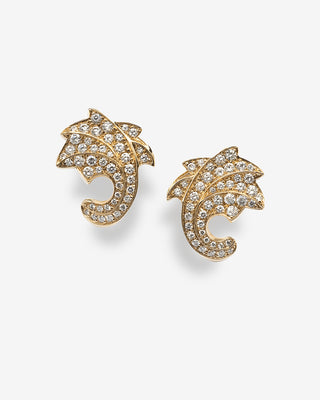 Acanthus Ear Clips Diamonds Rose Gold
