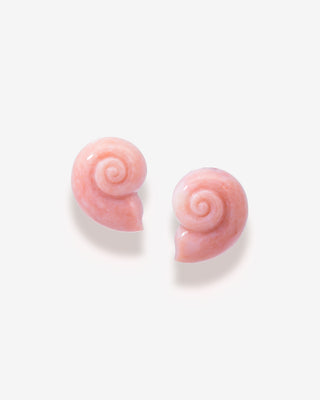 Strandgut Snail Ear Clips Pink Opal Yellow Gold