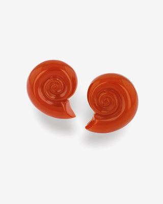 Snail Ear Clips Carnelian Yellow Gold