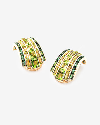 Manhattan Ear Clips Peridot Tourmaline Yellow Gold