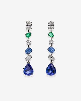 Earrings Emerald Sapphire Tansanit Diamonds Platinum
