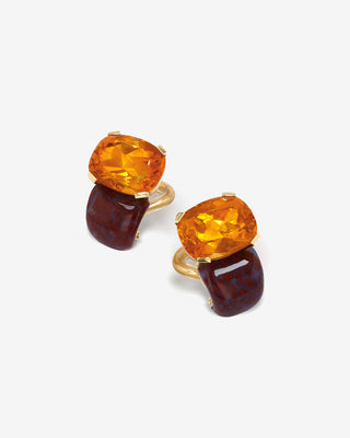 Royal Ear Clips Citrine & Jasper Yellow Gold