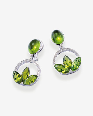 Drop Earrings Peridot & Diamonds White Gold