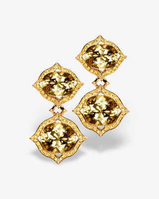 Drop Earrings Zircon & Yellow Diamonds Yellow Gold