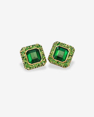 Ear Clips Green Tourmaline Tsavorite & Diamonds Rose Gold