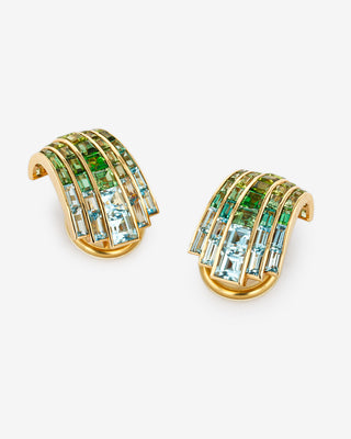 Manhattan Ear Clips Peridot Tourmaline Yellow Gold