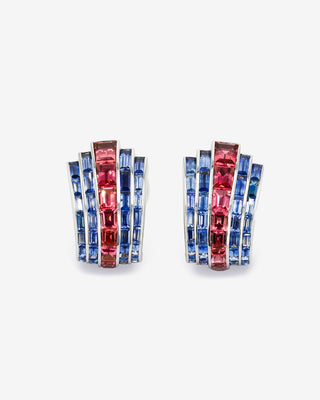 Manhattan Earrings Rubellite & Sapphire White Gold