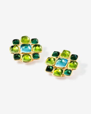 Earrings Topaz Tourmaline & Peridot Yellow Gold